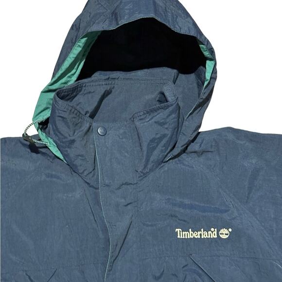 Timberland Weathergear Men’s Size Large Navy Blue and Aqua Full Zip Jacket - Picture 4 of 11